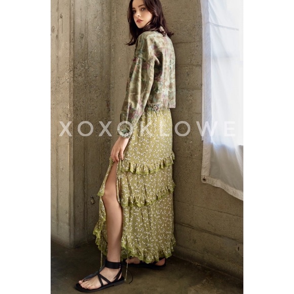 POL Floral Embroidered Tiered Crochet Skirt main image 1